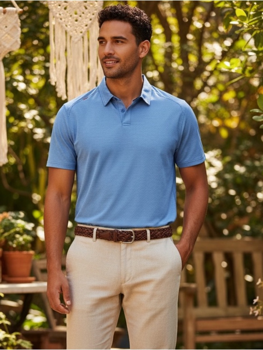 RHONE Men's Rhone Commuter Sport Polo Blue Striped Sz XXL Golf Performance